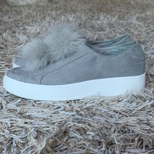 Grey Furry Slip on Sneakers